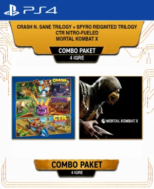 Combo Paket 4 igre za PS4: Crash Bandicoot N. Sane Trilogy, Spyro Reignited Trilogy, Crash Team Racing Nitro-Fueled i Mortal Kombat X